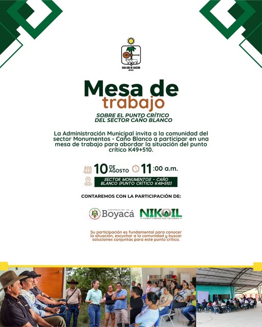 Punto crítico de Caño Blanco: San Luis de Gaceno citó una mesa de trabajo con la comunidad