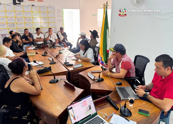 Asistentes reunidos alrededor de las mesas del recinto del Concejo de San Luis de Gaceno en la sesión del 19 de mayo de 2026