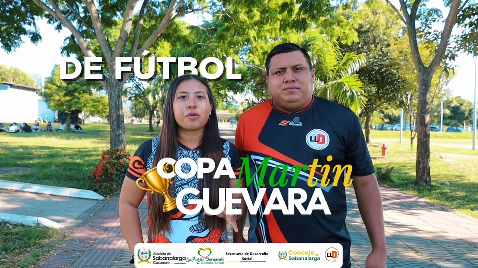 Pieza de la Alcaldía de Sabanalarga que anuncia la Copa Martín Guevara de fútbol de salón en Aguaclara
