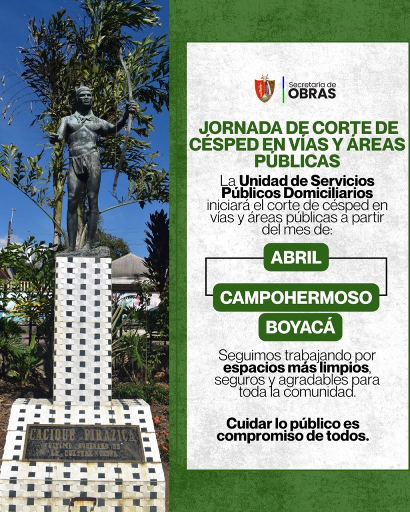 Pieza de la Alcaldía de Campohermoso que anuncia el corte de césped en vías y áreas públicas desde abril