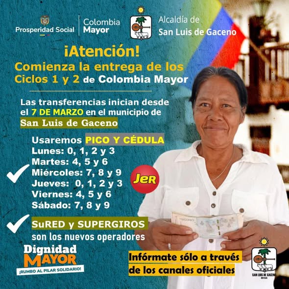 Primer afiche de Colombia Mayor en San Luis de Gaceno, del 6 de marzo de 2026, con el pico y cédula que luego se modificó