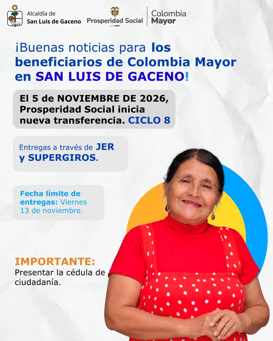 Afiche con las fechas de entrega del 5 al 13 de noviembre, los puntos JER y SuperGiros y el requisito de la cédula