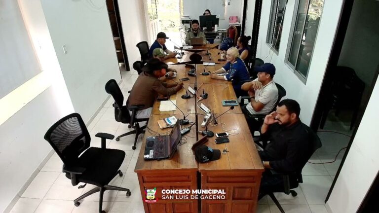 Concejales de San Luis de Gaceno sentados a lado y lado de la mesa del recinto durante la sesión del 20 de octubre
