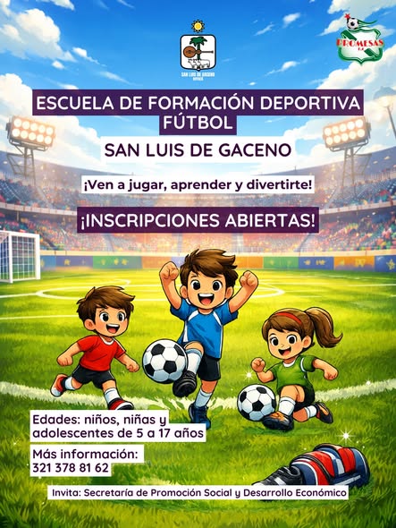Afiche de la escuela de fútbol Promesas F. C., una de las escuelas deportivas de San Luis de Gaceno