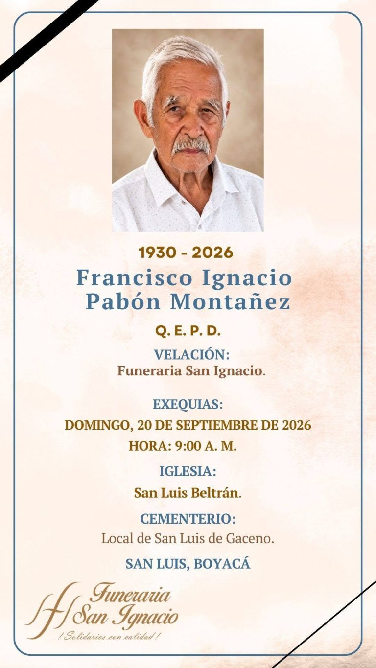 Exequias de Francisco Ignacio Pabón Montañez (1930-2026) en San Luis de Gaceno, el 20 de septiembre