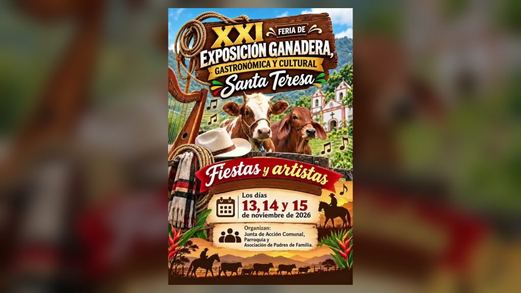 Afiche de la XXI feria ganadera de Santa Teresa, San Luis de Gaceno, del 13 al 15 de noviembre de 2026