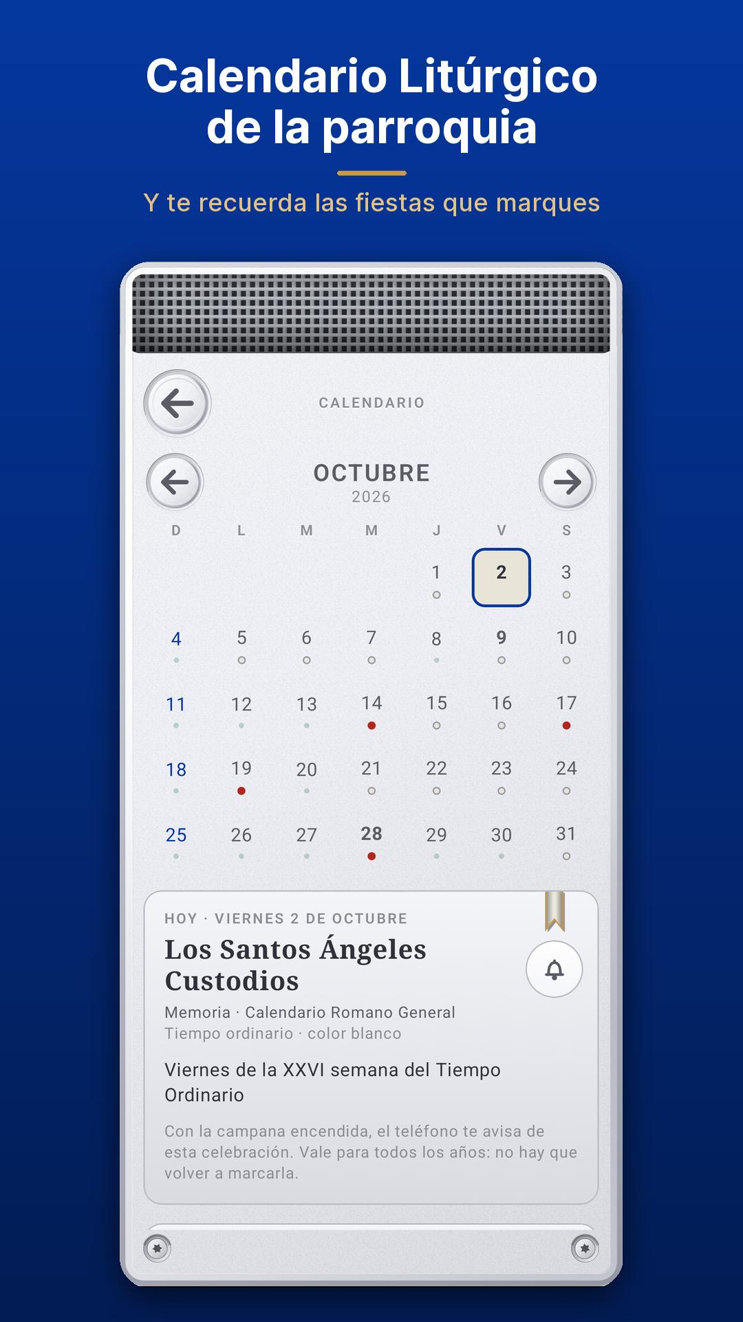 Calendario Litúrgico de la Parroquia San Luis Beltrán en la app