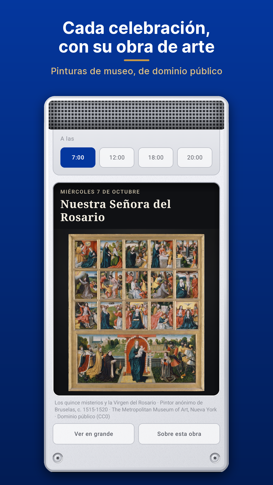 Obra de arte sacro de la celebración del día en la app