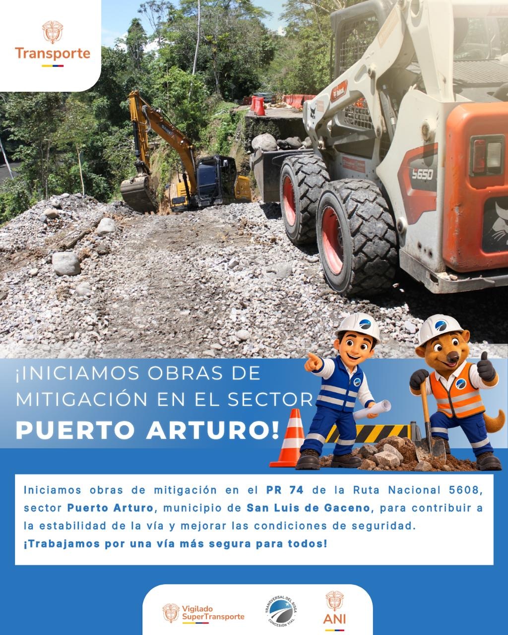 Pieza de la Concesión Transversal del Sisga que anuncia las obras de mitigación en el sector Puerto Arturo de San Luis de Gaceno