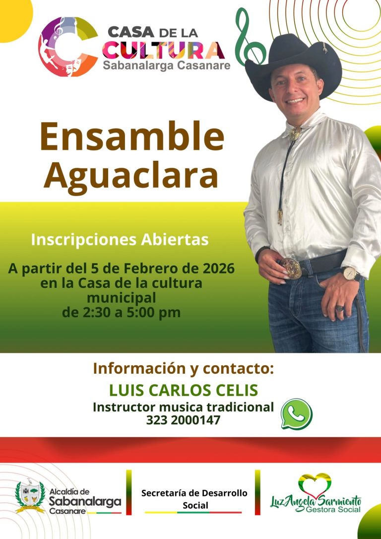 Casa de la Cultura de Sabanalarga abrió inscripciones en arpa, danza llanera y banda marcial