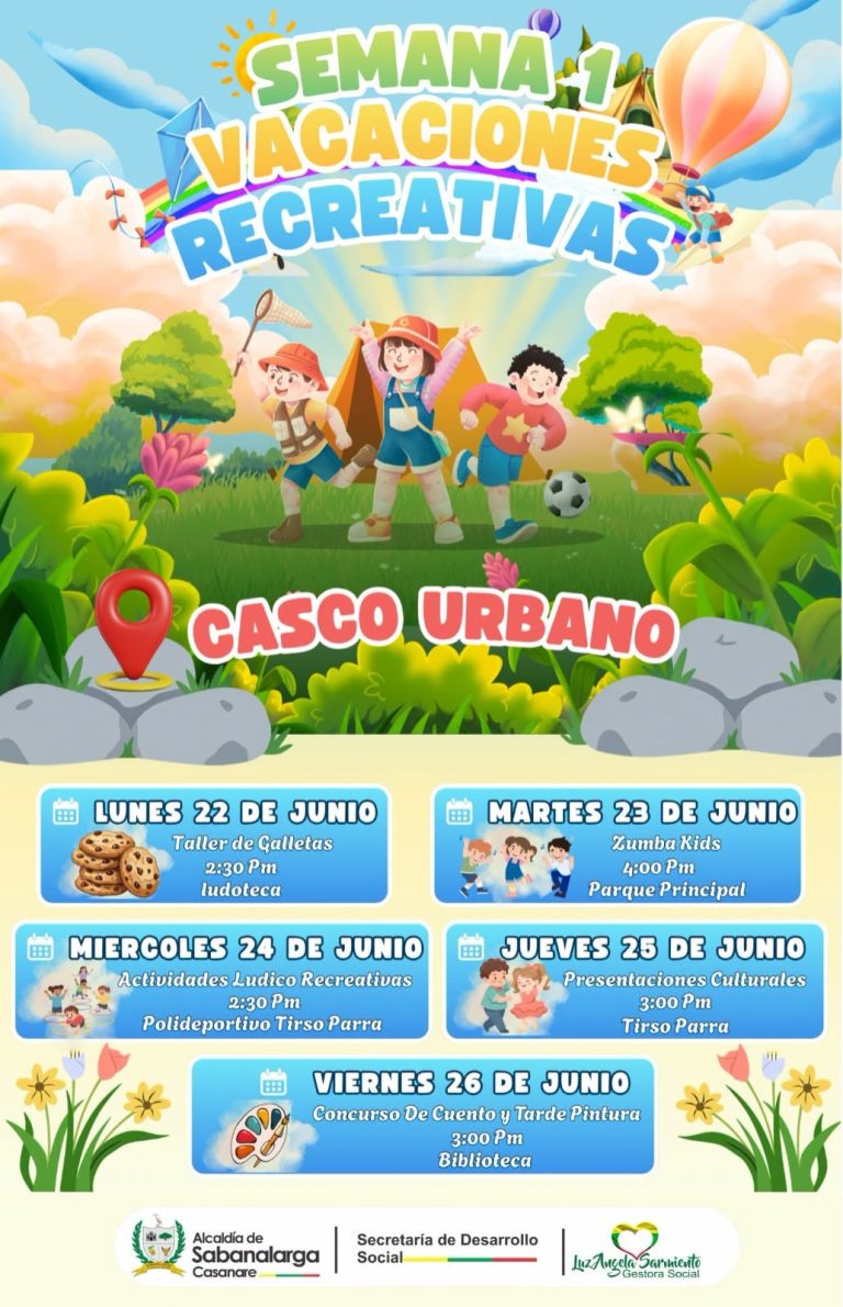 Sabanalarga: Vacaciones Recreativas del 22 al 26 de junio e inscripciones a patinaje y tenis