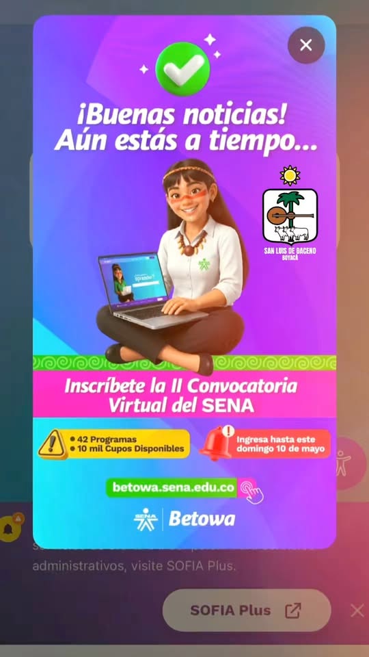 San Luis de Gaceno difundió la convocatoria virtual del SENA: 10.000 cupos en 42 programas