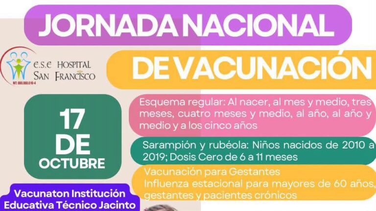 Afiche de la Jornada Nacional de Vacunación en Santa María el 17 de octubre